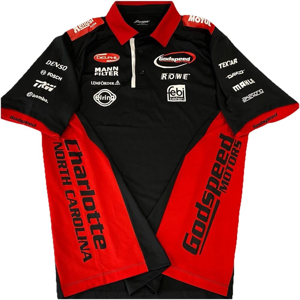 Godspeed Motors Bosch Rowe Delphi Racing Race Charlotte NC Paragon Polo Shirt XL